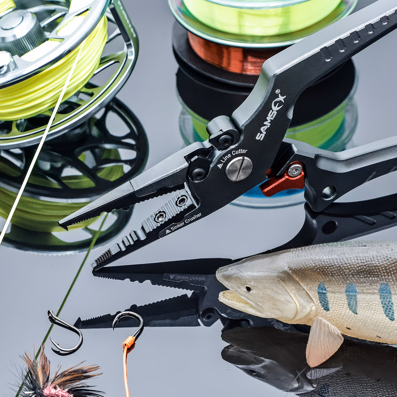 SAMSFX Multi-Function Aluminum Alloy Fishing Pliers with Safety Lock