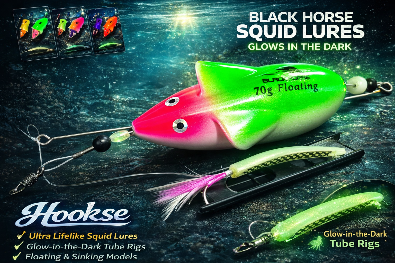 Black Horse Squid Lures – Glow Beyond Limits
