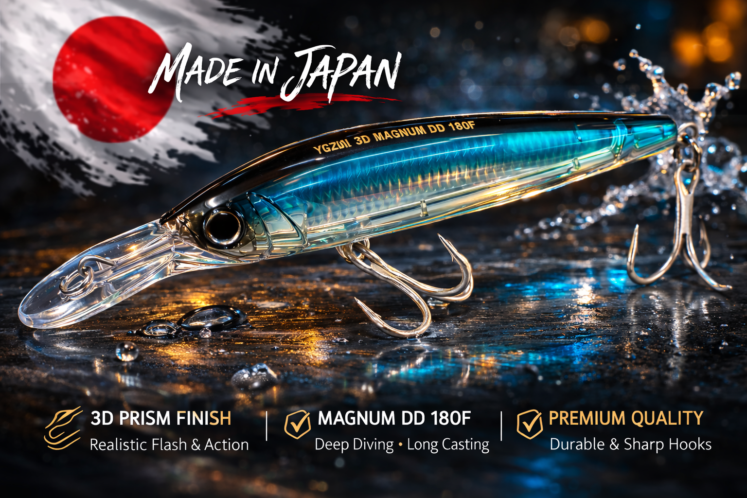 YGZLII 3D Magnum DD 180F Deep Diving Lure – Made in Japan