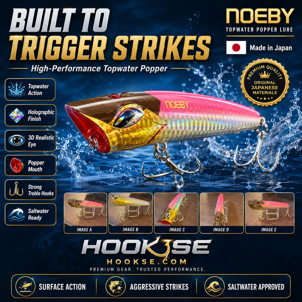 NOEBY Premium Topwater Popper – Built to Trigger Strikes